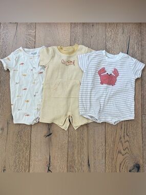 Carter’s 3-6 Month Baby Boy Girl Romper One Piece Summer Airplane Crab Stripe